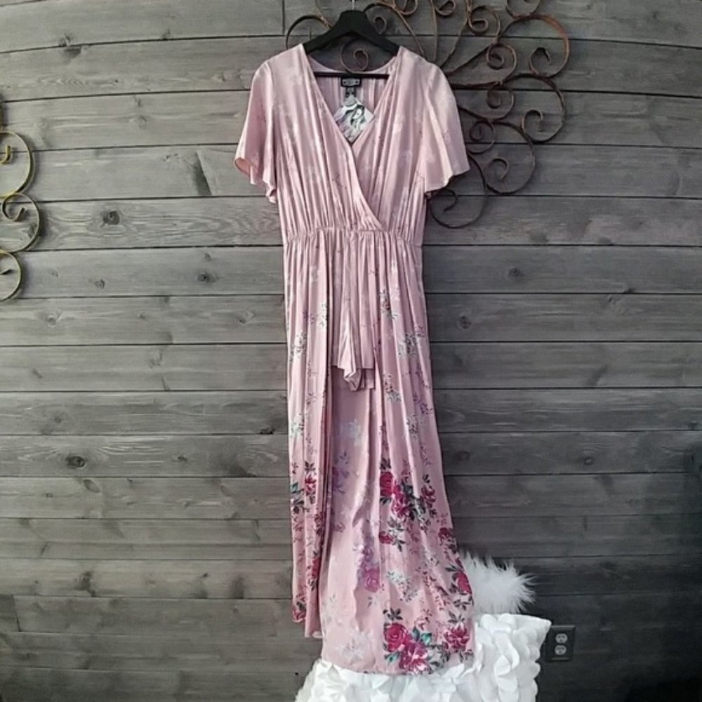 Angie Pink Flower Dress Romper